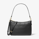 Michael Kors Jet Set Medium Pebbled Leather Convertible Crossbody Bag Black