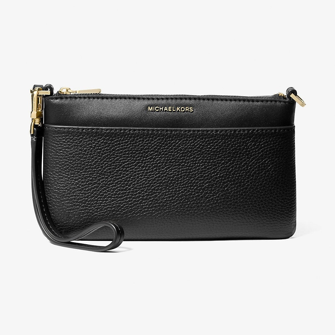 Michael Kors Jet Set Medium Pebbled Leather Wristlet Black