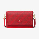 Michael Kors Jet Set Leather and Signature Logo Convertible Crossbody Bag Crimson Multi