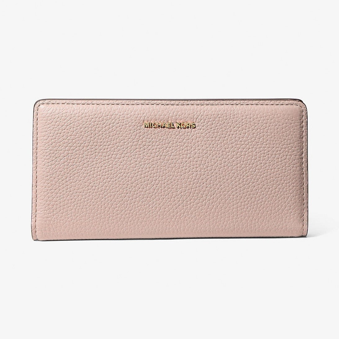 Michael Kors Bryant Large Pebbled Leather Snap-Front Wallet Soft Pink