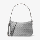 Michael Kors Jet Set Medium Signature Logo Print Woven Pochette Crossbody Bag Storm