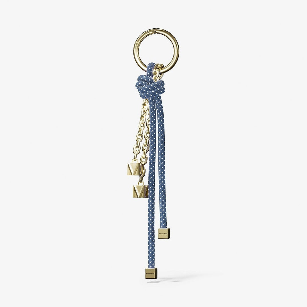 Michael Kors Gold-Tone and Speckled Cord Bag Charm French Blue