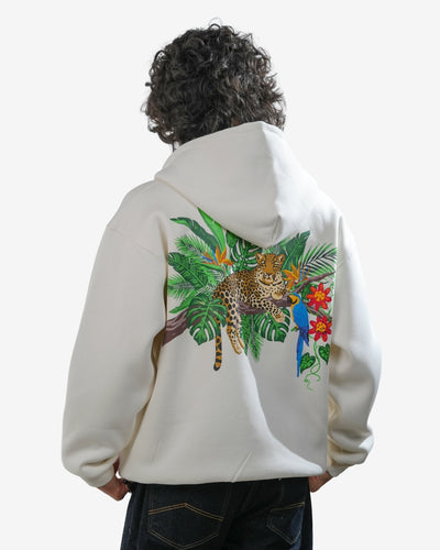 Nature's Royalty - Off-White Oversized Zipper Hoodie