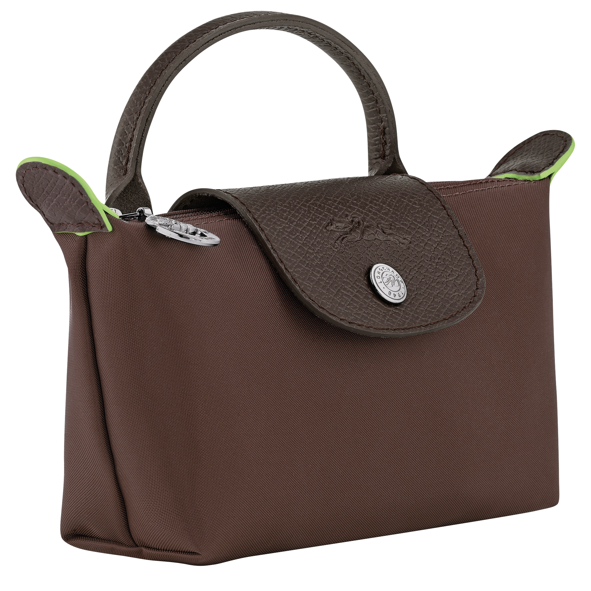 Longchamp Le Pliage Green Pouch with handle Mocha
