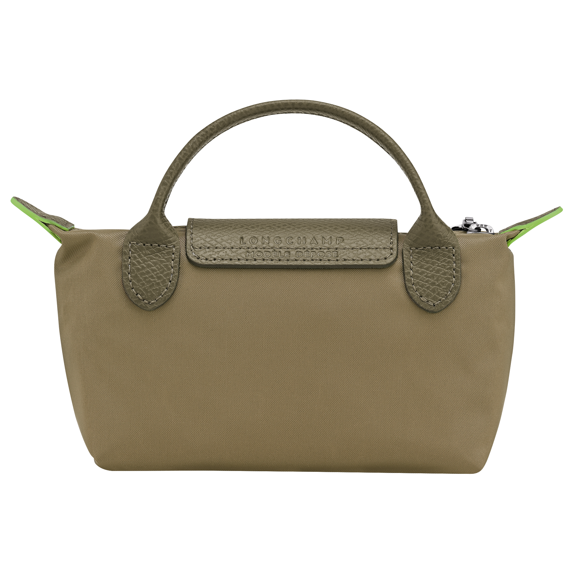 Longchamp Le Pliage Green Pouch with handle Artichoke