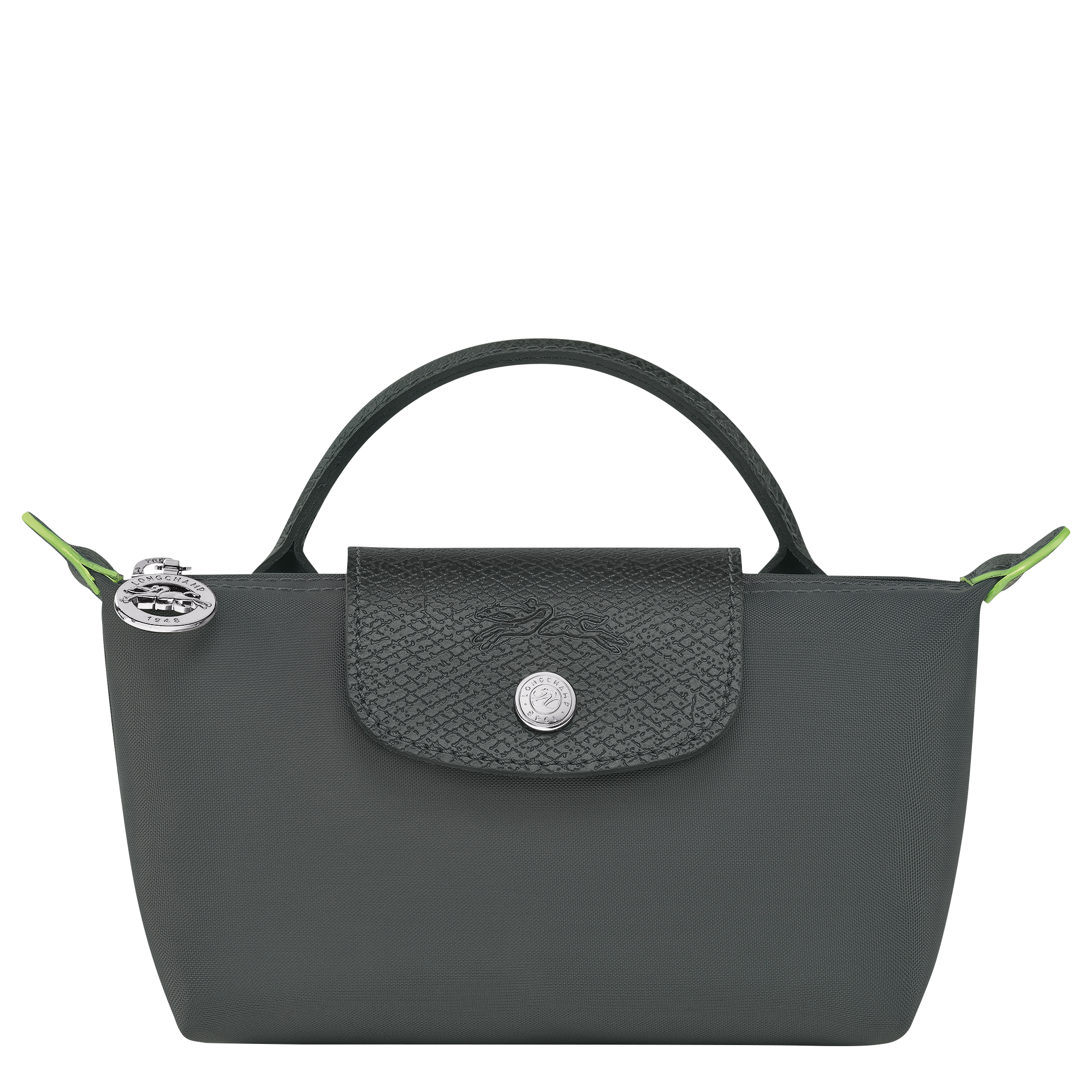 Longchamp Le Pliage Green Pouch with handle Graphite