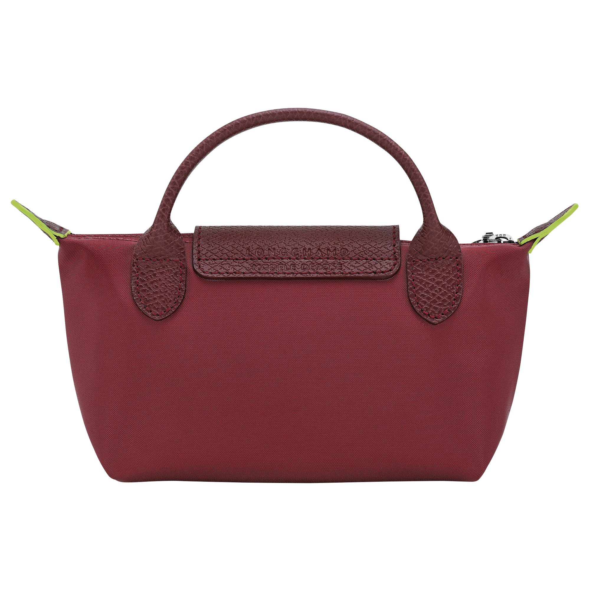 Longchamp Le Pliage Green Pouch with handle Pomegranate