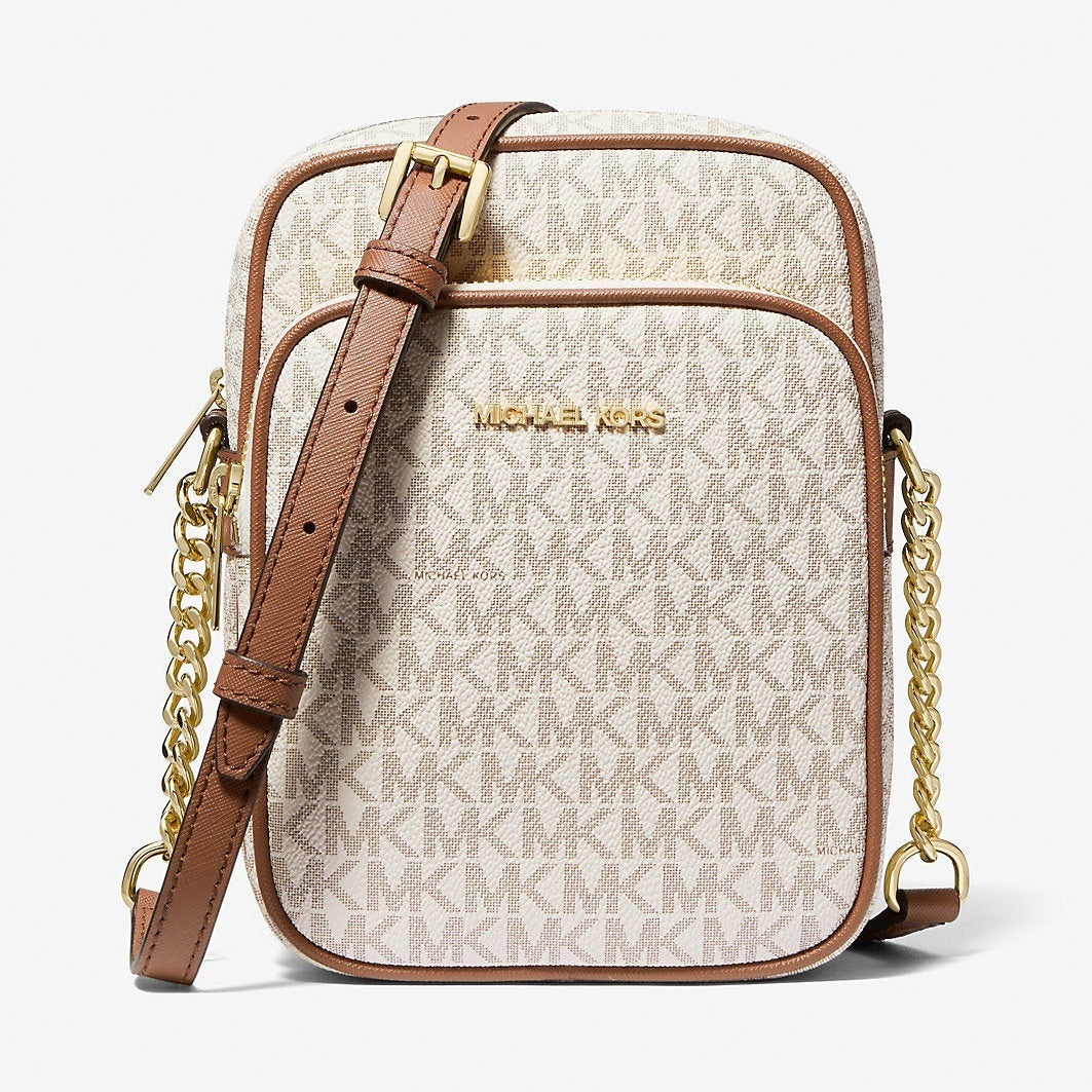 Michael Kors Jet Set Travel Medium Logo Crossbody Bag Vanilla