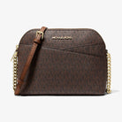 Michael Kors Jet Set Travel Medium Logo Dome Crossbody Bag Brown