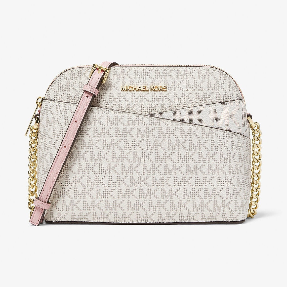 Michael Kors Jet Set Travel Medium Logo Dome Crossbody Bag Pwd Blsh Mlt