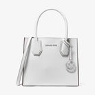 Michael Kors Mercer Medium Pebbled Leather Crossbody Bag Optic White