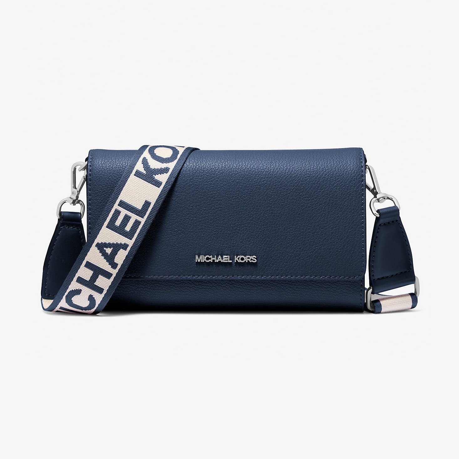 Michael Kors Jet Set Large Leather Crossbody Bag Navy
