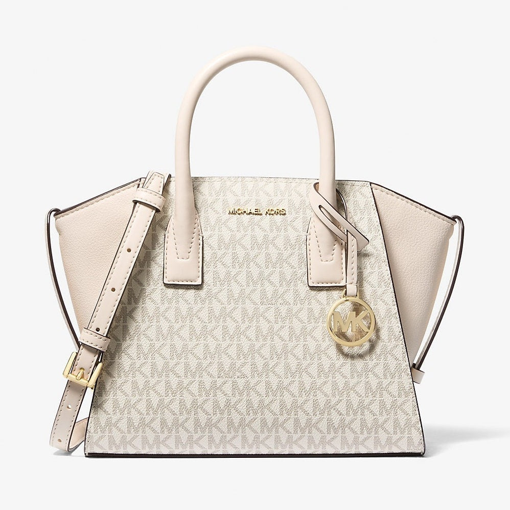 Michael Kors Avril Small Logo and Leather Satchel Lt Crm Multi