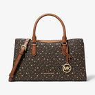 Michael Kors Arden Medium Printed Signature Logo Satchel Brown