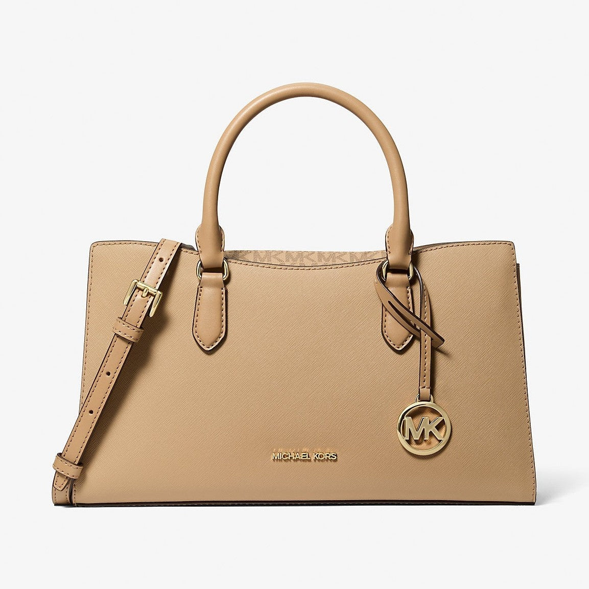 Michael Kors Arden Medium Top-Zip Satchel Camel