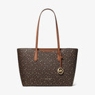 Michael Kors Arden Large Printed Signature Logo Top-Zip Tote Bag Brown