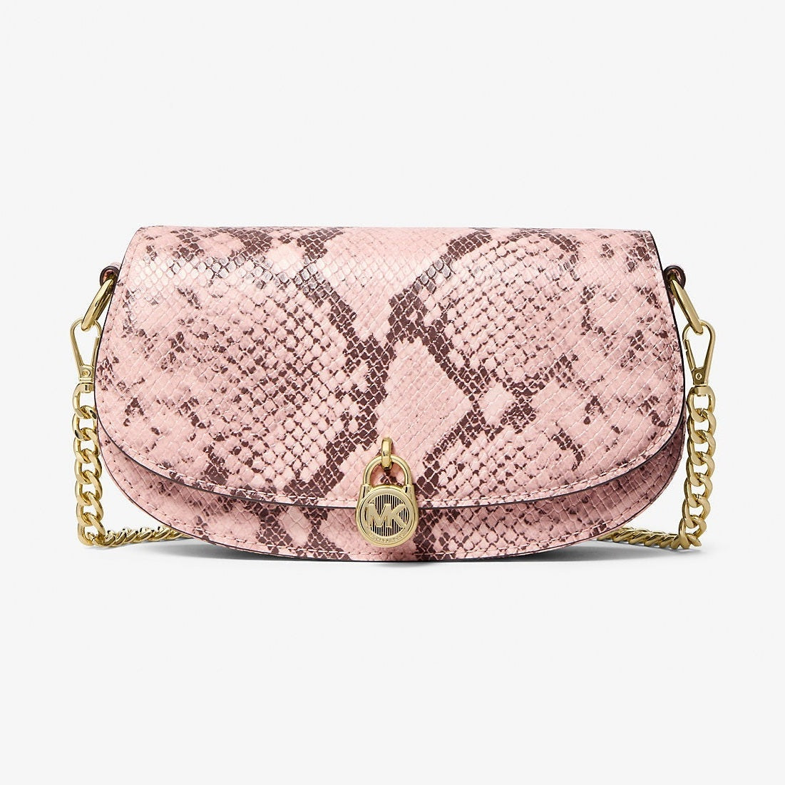 Michael Kors Mila Small Snake Embossed Crossbody Bag Powder Blush