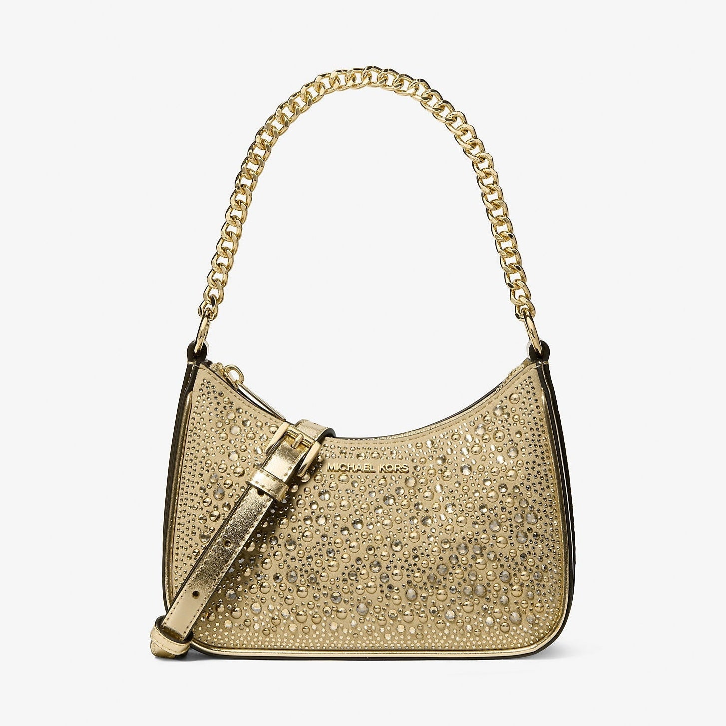 Michael Kors Jet Set Small Embellished Convertible Crossbody Bag Pale Gold
