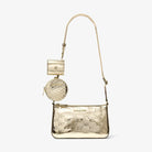 Michael Kors Jet Set Small Metallic Logo Debossed Crossbody Bag with Case for Apple Airpods Pro® Pale Gold