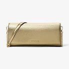Michael Kors Jet Set Medium Embellished Metallic Leather Clutch Pale Gold