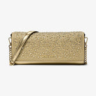 Michael Kors Jet Set Medium Metallic Leather Clutch Pale Gold