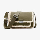 Michael Kors Bradshaw Medium Suede and Faux Shearling Messenger Bag Olive