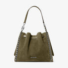 Michael Kors Mina Large Suede Chain Shoulder Bag Olive