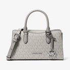 Michael Kors Arden Small Signature Logo Messenger Bag Pearl Grey