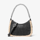 Michael Kors Jet Set Small Suede and Faux Shearling Convertible Crossbody Bag Black
