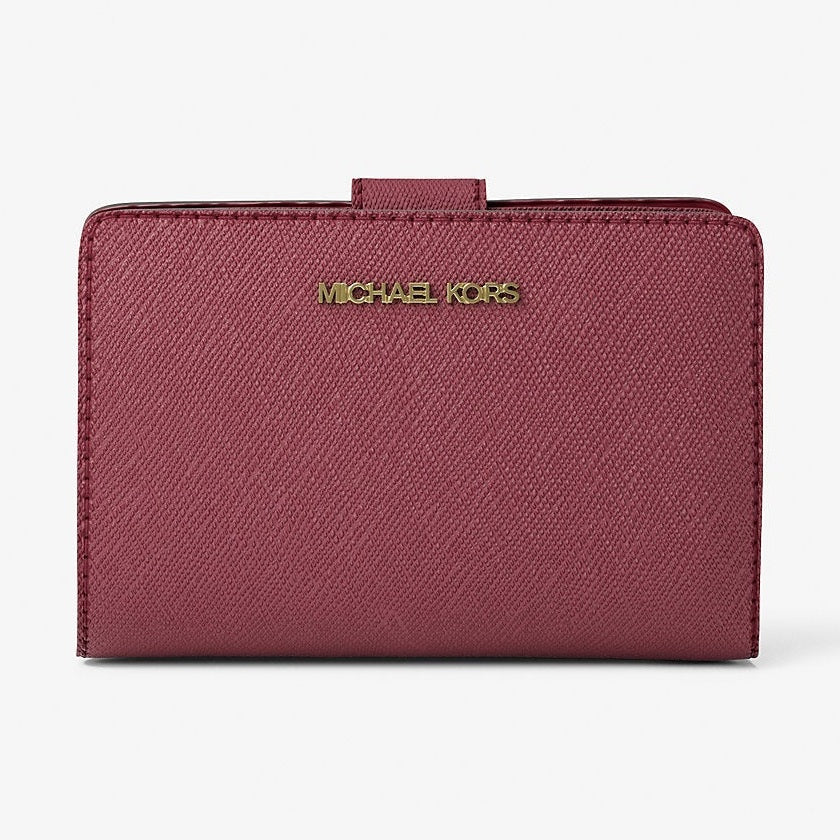 Michael Kors Medium Crossgrain Leather Wallet Cherry