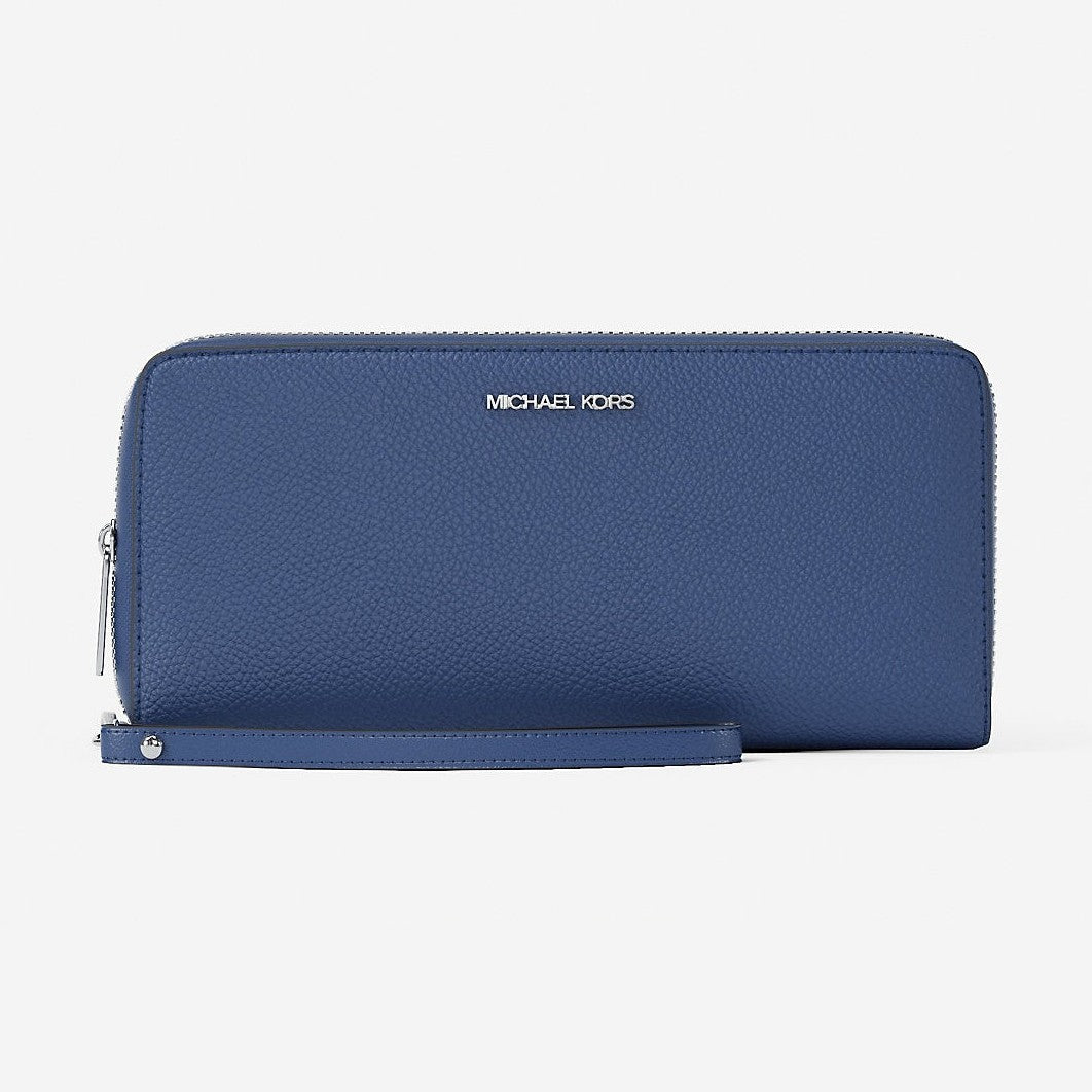 Michael Kors Large Pebbled Leather Continental Wallet Galaxy Blue