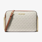 Michael Kors Jet Set Large Printed Logo Crossbody Bag Vanilla