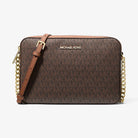 Michael Kors Jet Set Large Printed Logo Crossbody Bag Brown