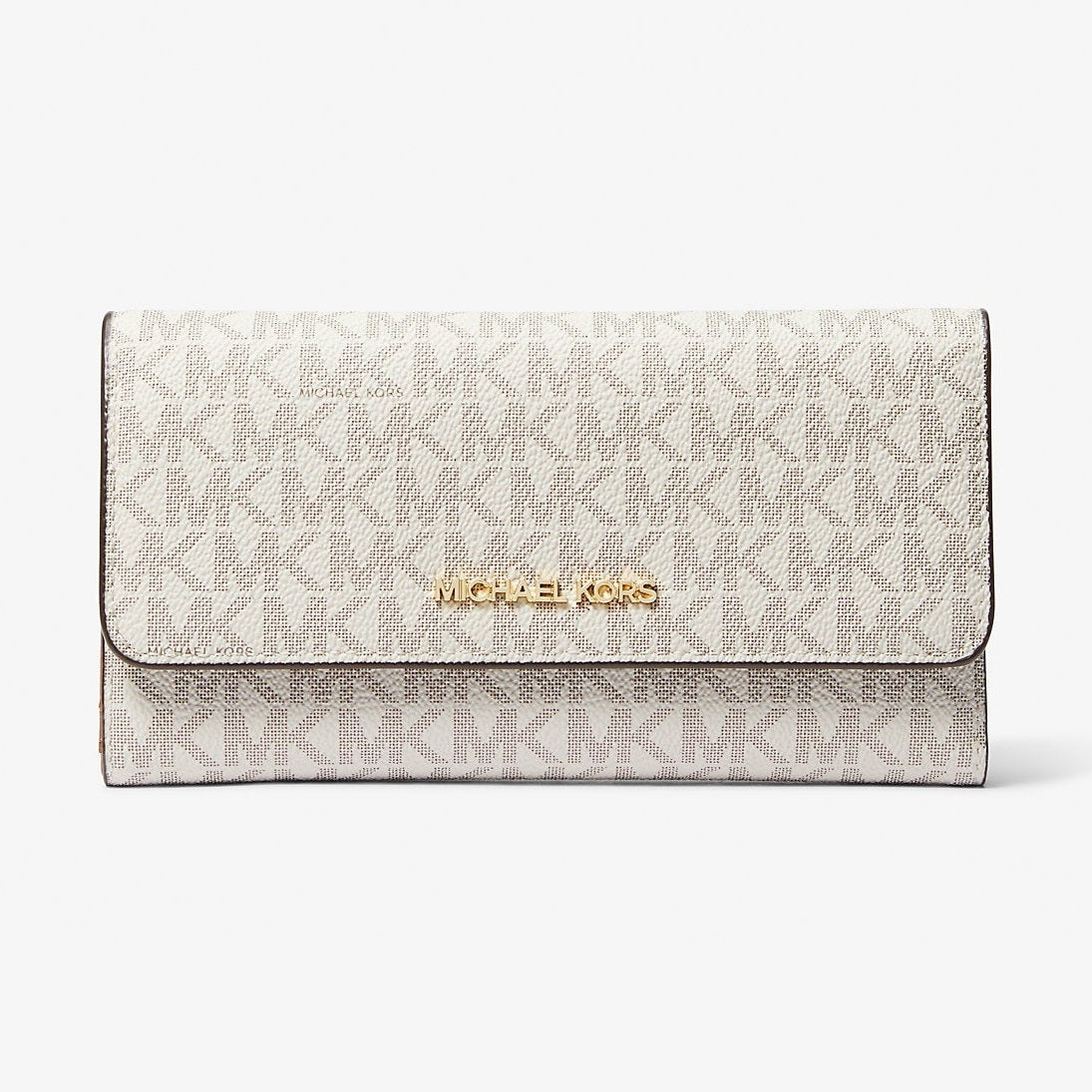 Michael Kors Jet Set Large Logo Trifold Wallet Vanilla