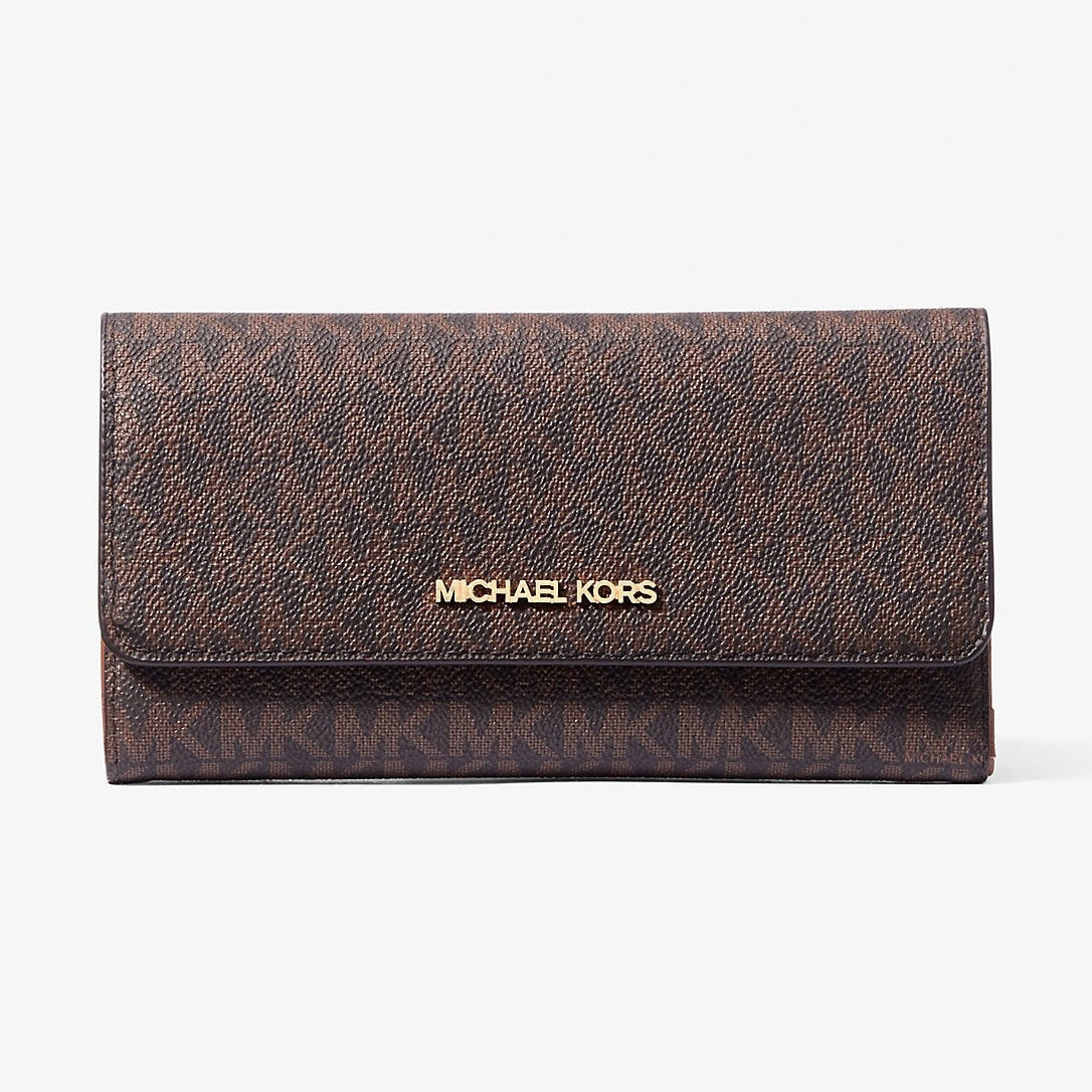 Michael Kors Jet Set Large Logo Trifold Wallet Brown