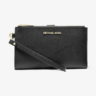 Michael Kors Jet Set Large Leather Smartphone Wristlet Wallet Black