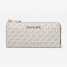 Michael Kors Jet Set Travel Large Logo Quarter-Zip Wallet Vanilla