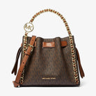 Michael Kors Mina Small Signature Logo Chain Crossbody Bag Brown