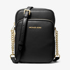 Michael Kors Jet Set Travel Medium Pebbled Leather Crossbody Bag Black