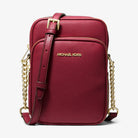 Michael Kors Jet Set Travel Medium Pebbled Leather Crossbody Bag Cherry