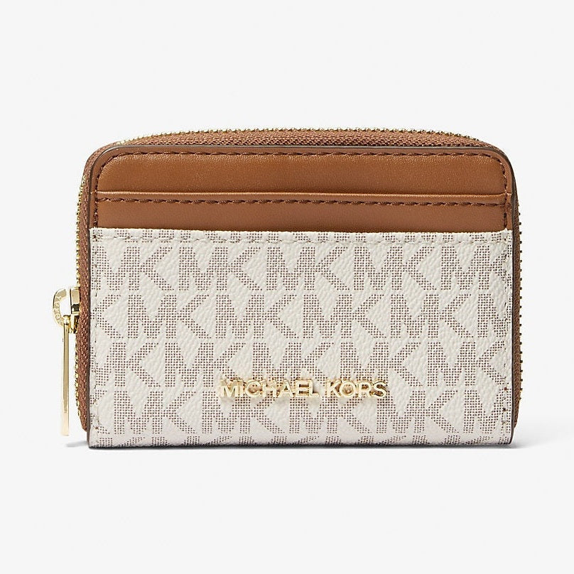 Michael Kors Jet Set Travel Medium Logo Zip-Around Card Case Vanilla
