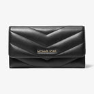 Michael Kors Jet Set Travel Large Quilted Tri-Fold Wallet Black