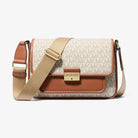 Michael Kors Bradshaw Medium Signature Logo Messenger Bag Vanilla