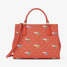 Michael Kors Marilyn Medium Printed Signature Logo Satchel Dk Sangria