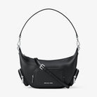 Michael Kors Merritt Medium Pebbled Leather Convertible Shoulder Bag Black