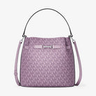 Michael Kors Carson Medium Signature Logo Convertible Bucket Crossbody Bag Lt Quartz