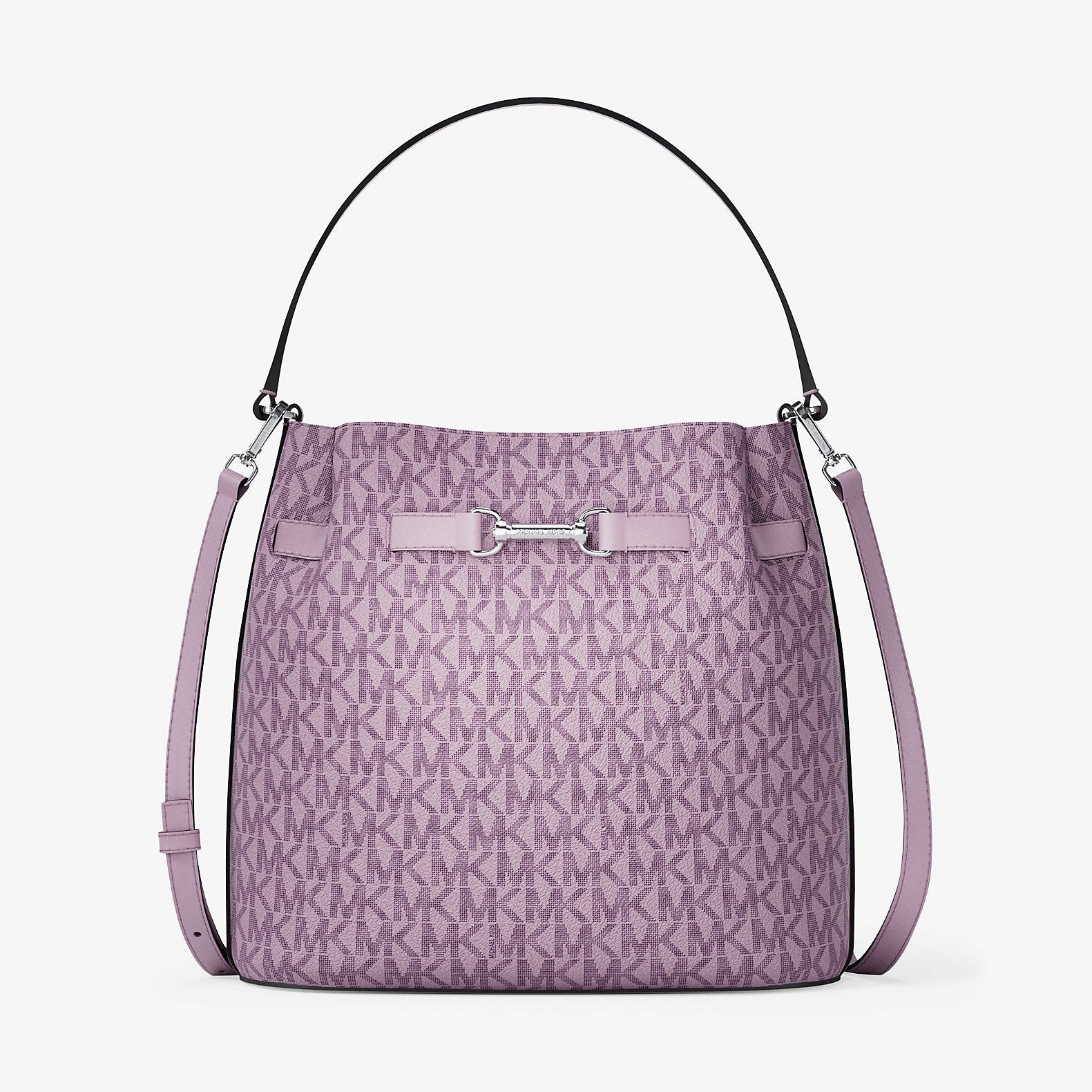 Michael Kors Carson Medium Signature Logo Convertible Bucket Crossbody Bag Lt Quartz