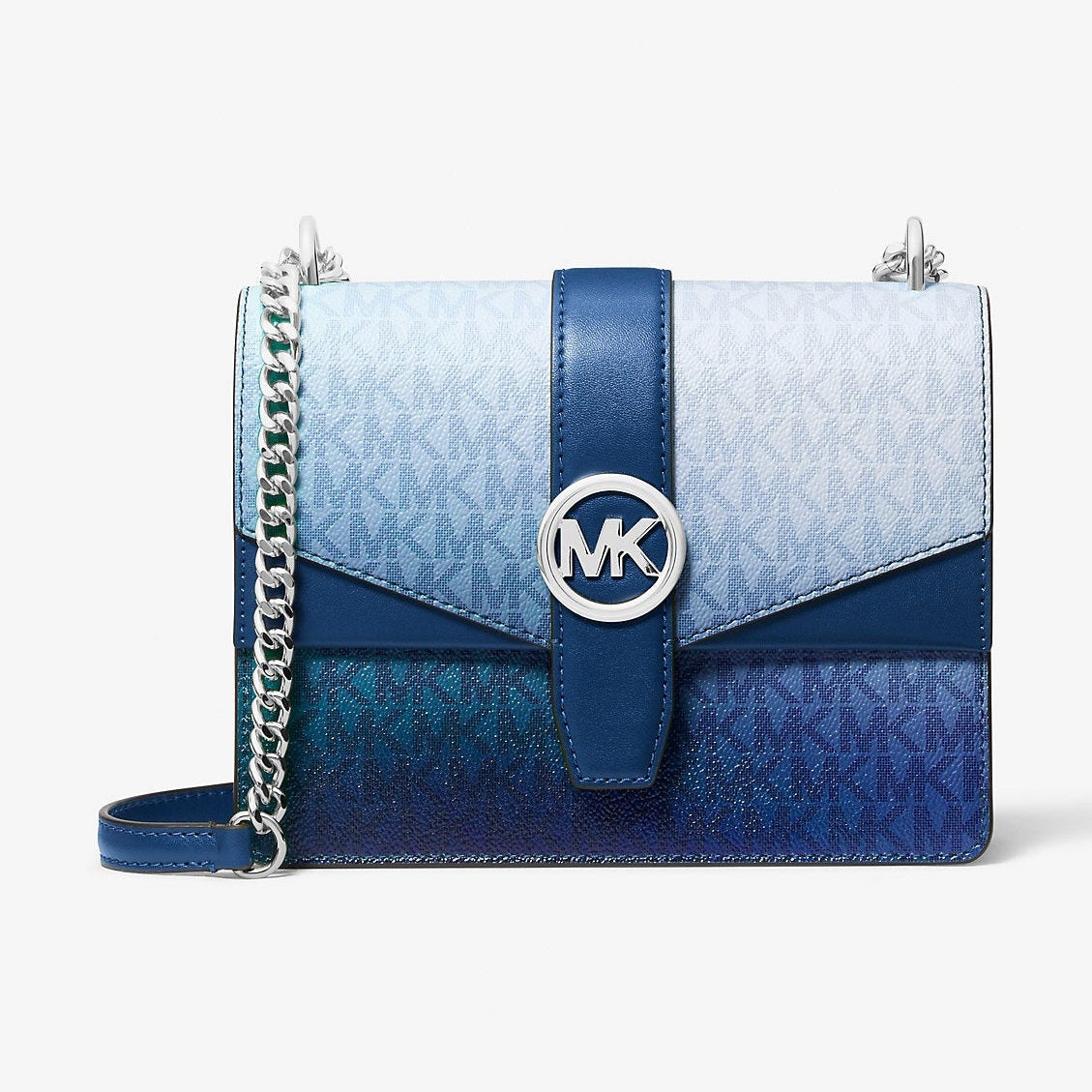 Michael Kors Greenwich Small Ombre Signature Logo Crossbody Bag Galaxy Blue