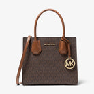 Michael Kors Mercer Medium Logo and Leather Accordion Crossbody Bag Brown