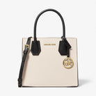 Michael Kors Mercer Medium Two-Tone Pebbled Leather Crossbody Bag Lt Cream